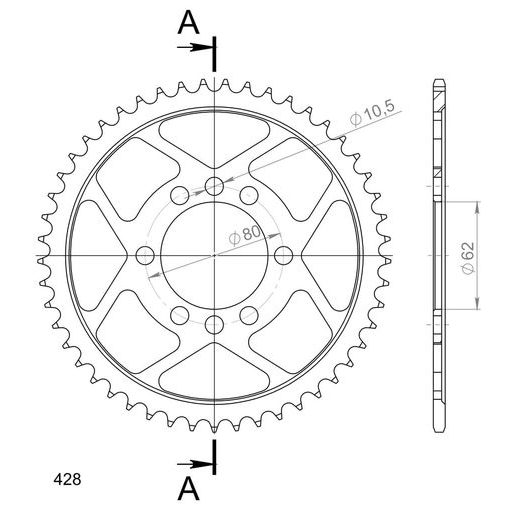 ĶĒDES KOMPLEKTS EK - SUDRABA CHAIN 428 SRO, O-RING, CHK FRONT SPROCKET SUPERSPROX, CHK REAR SPROCKET SUPERSPROX PRIEKŠ YAMAHA DT 125 LC 1985-1987