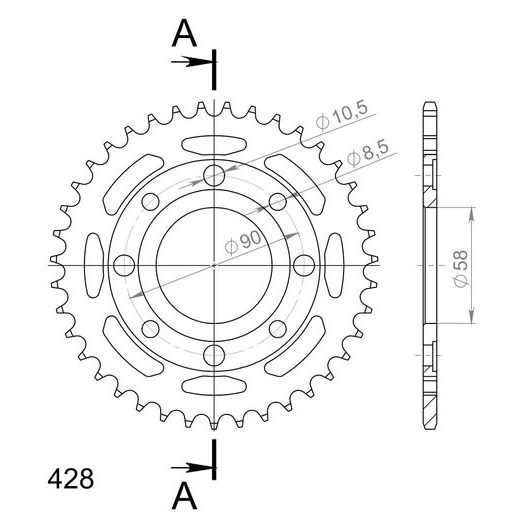 AIZMUGURĒJAIS ZOBRATS SUPERSPROX RFE-269:39-BLK MELNS/PELĒKS 39T, 428