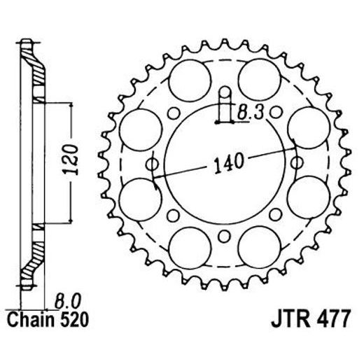 AIZMUGURĒJAIS ZOBRATS JT JTR 477-43 43T, 520