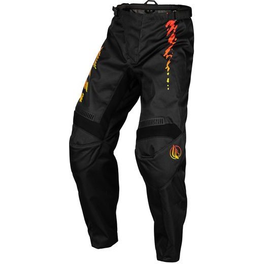 BIKSES FLY MX-PANTS F-16 YOUTH (MELNS, DZELTENS)