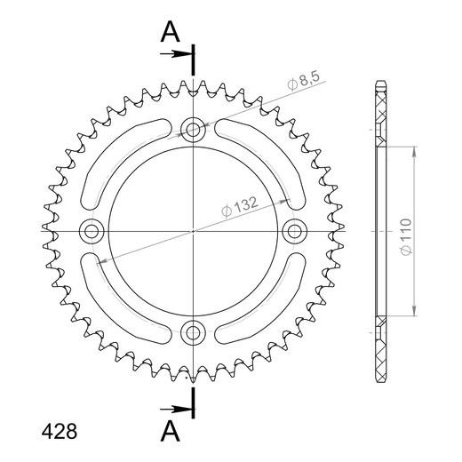 AIZMUGURĒJAIS ALU ĶĒDES ZOBRATS SUPERSPROX RAL-898:47-BLK MELNS/PELĒKS 47T, 428