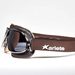 GOGGLES ARIETE ARIETE VINTAGE 13990-MV BROWN LEATHER CHROMED FRAME, FUME LENS