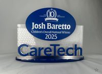 Detail akrylátové zakázkové trofeje s vlastním logem