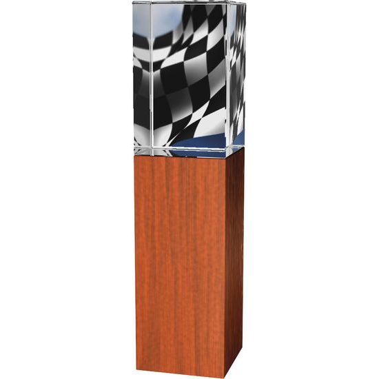 Sklenená trofej-kombinácia skla a dreva CR4021M26 | Motorsport