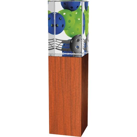 Sklenená trofej-kombinácia skla a dreva CR4021M12 | Florbal
