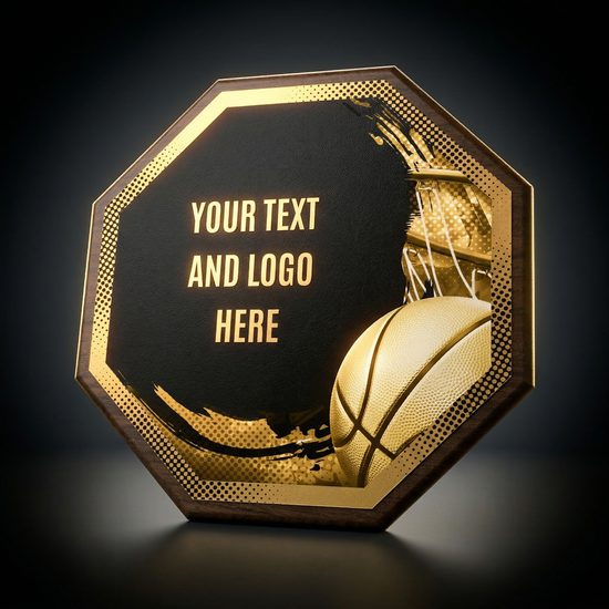 Dřevěná plaketa HEXM03 | Basketball