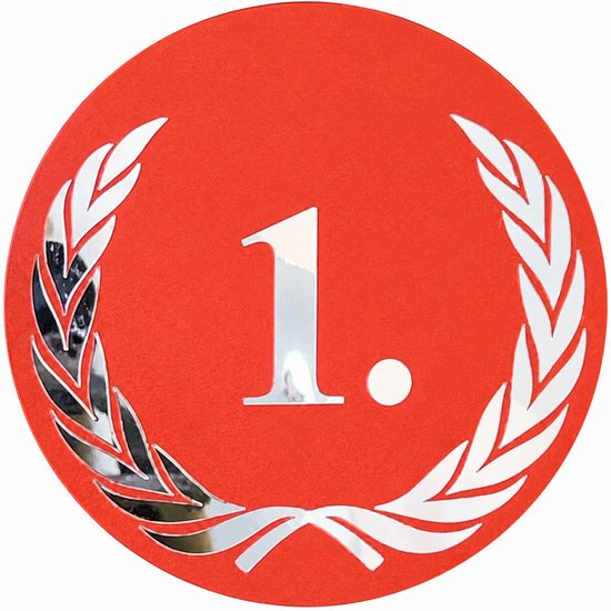 Emblem rot metallisch EM02, 5cm | Individueller Aufdruck