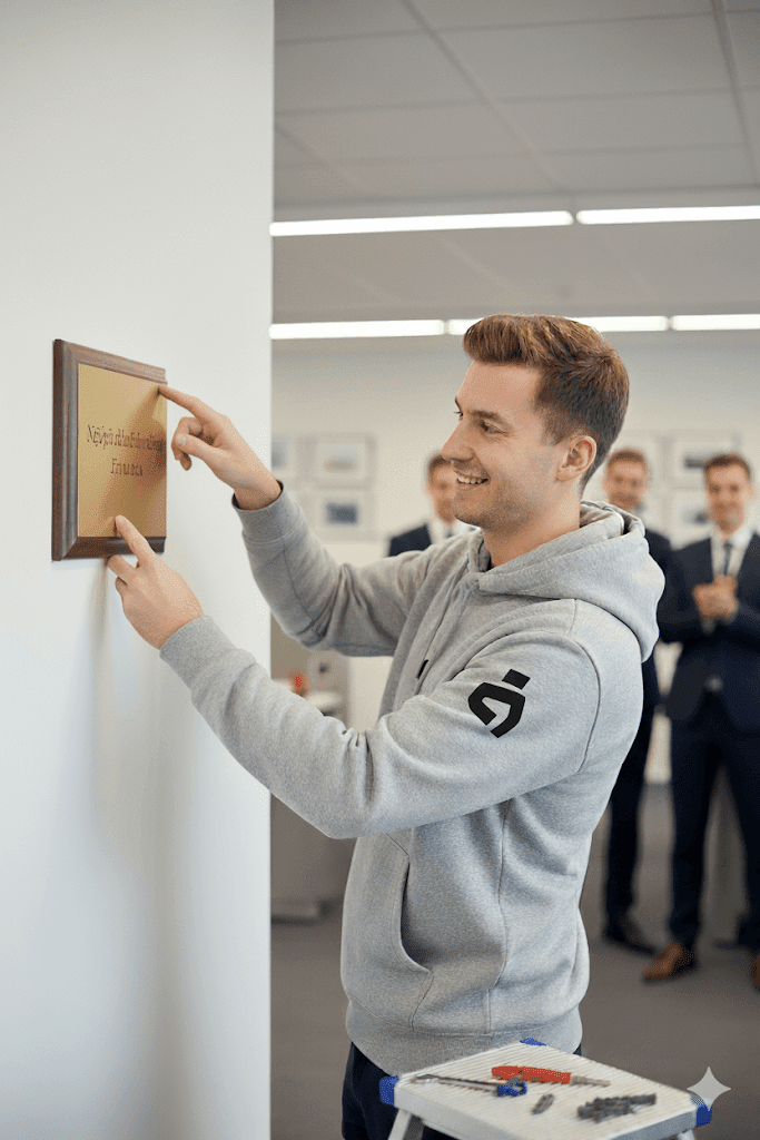 zaměstanec a firemní merch