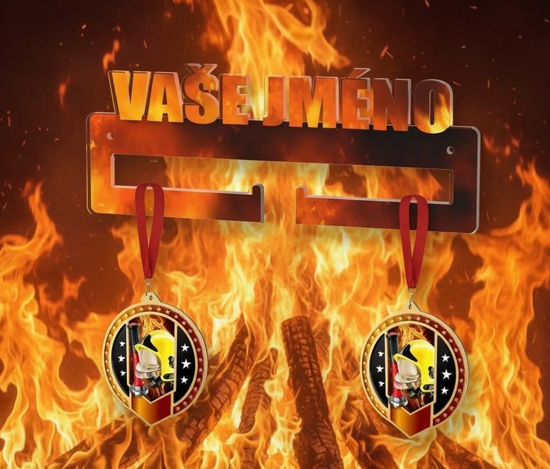 držák na medaile kde jsou hasičské medaile