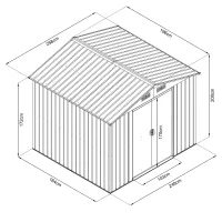 HECHT6X8PLUS - Magazie pentru gradina, din tabla, 248 x 184 x 208 cm