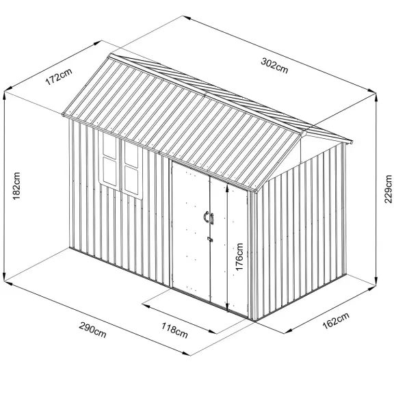 HECHT6x10NORD - Magazie gradina din tabla 162 x 290 x 222 cm