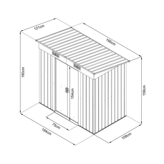HECHT 4 X 6 PLUS - Magazie pentru gradina, din tabla, 184 x 109 x 180 cm