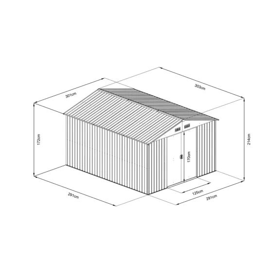 HECHT10X10PLUS - Magazie gradina din tabla 291 x 291 x 214 cm