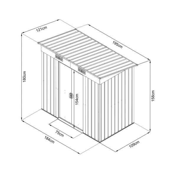 HECHT 4 X 6 PLUS - MAGAZIE PENTRU GRADINA, DIN TABLA, 184 X 109 X 180 CM