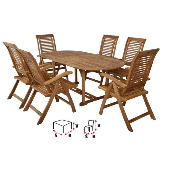 HECHTCAMBERETSET - SET MOBILIER DE GRADINA (1+6)