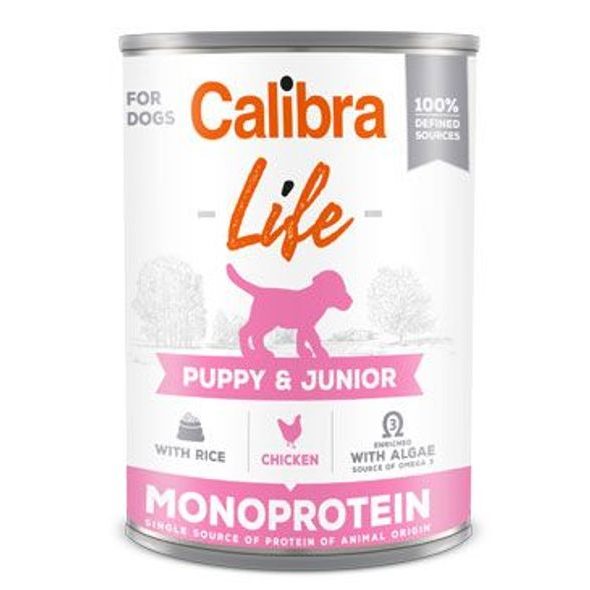 Calibra Dog Life konzerva Puppy & Junior Chicken with rice 400g