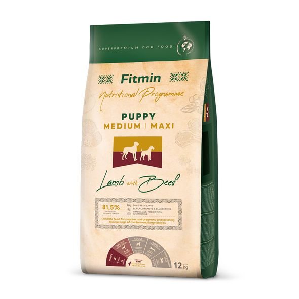 Fitmin Medium Maxi Puppy Lamb Beef pro štěňata Hmotnost: 12 kg