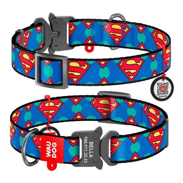 Waudog obojek nylonový DC Superman Logo Fastex QR (35-58cm/2,5cm)
