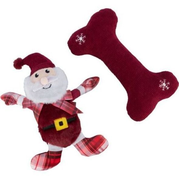 Trixie Xmas GIFT SET - vánoční dárková sada hraček (santa, kost), 30 cm, plyš/látka