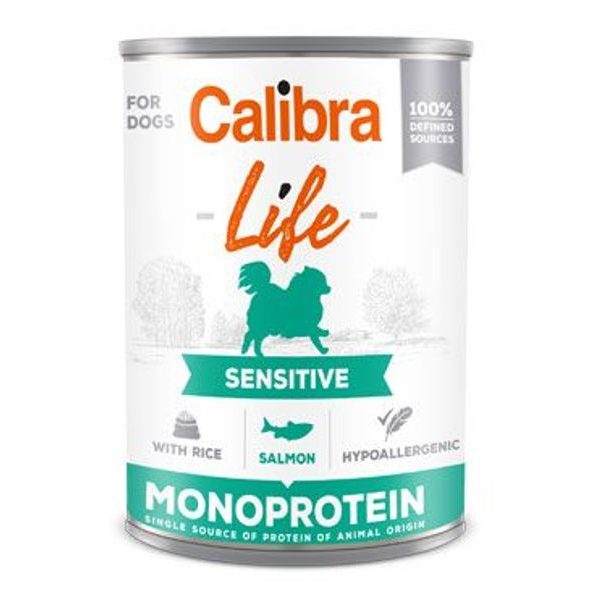 Calibra Dog Life konzerva Sensitive Salmon with rice 400g