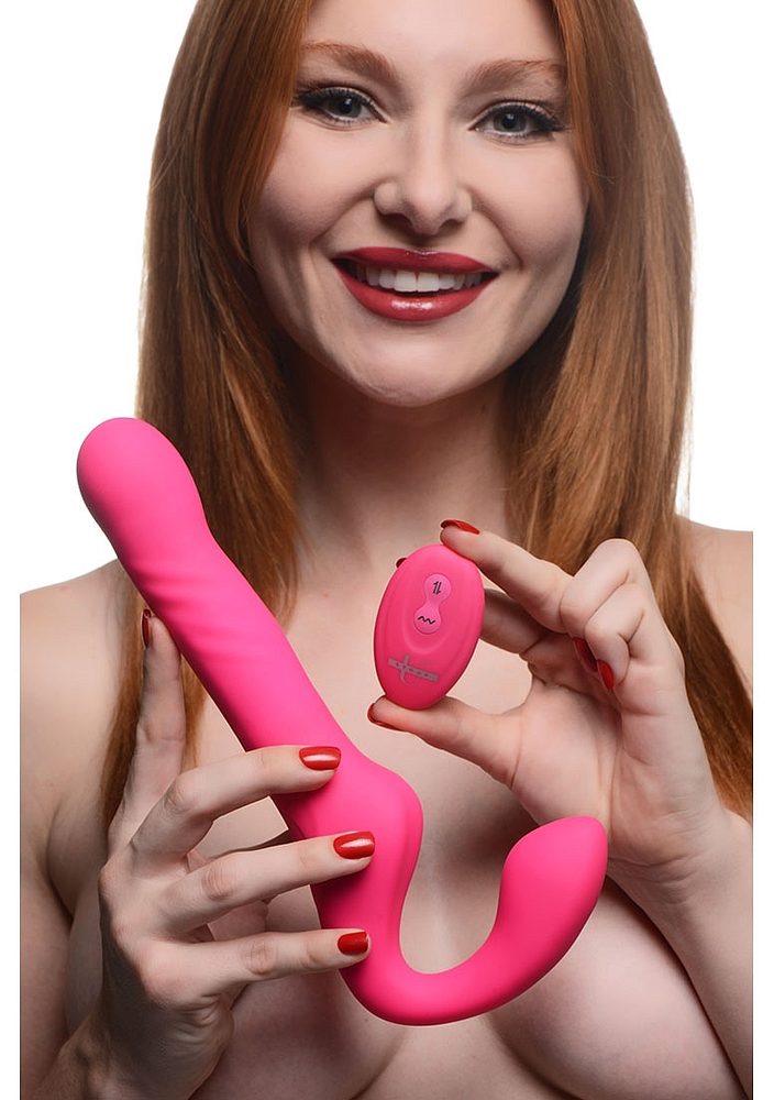 Strap U Mighty-Thrust Thrusting & Vibrating Strapless Strap-On with Remote Pink (obrázek 4)