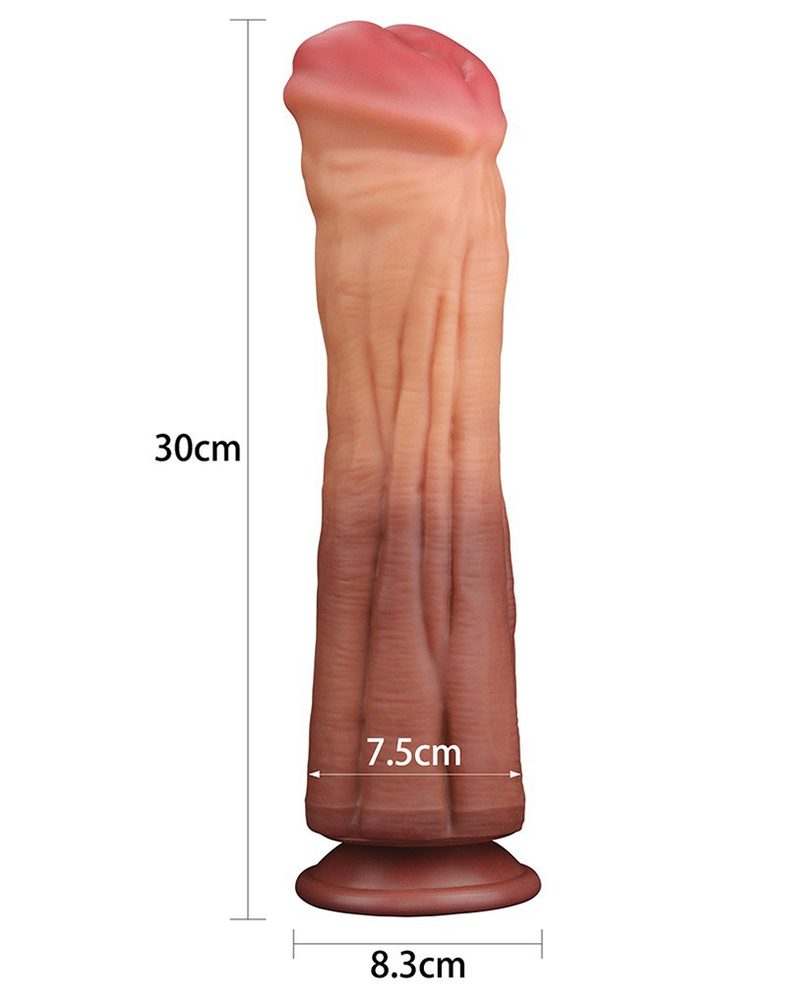 Levně LoveToy 12" Dual Layered Platinum Silicone Cock