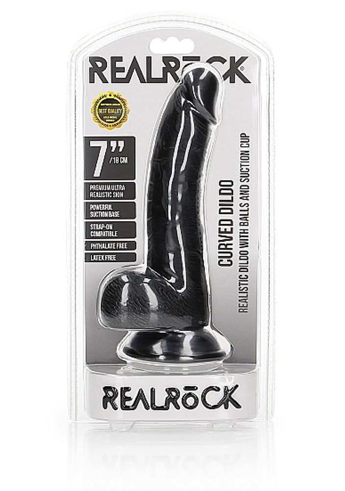 RealRock Curved Realistic Dildo Balls Suction Cup 7″