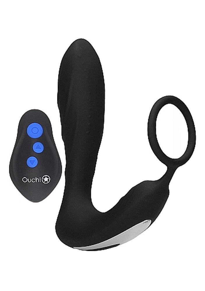 Levně Ouch! E-stim & Vibration Butt Plug with Remote Black