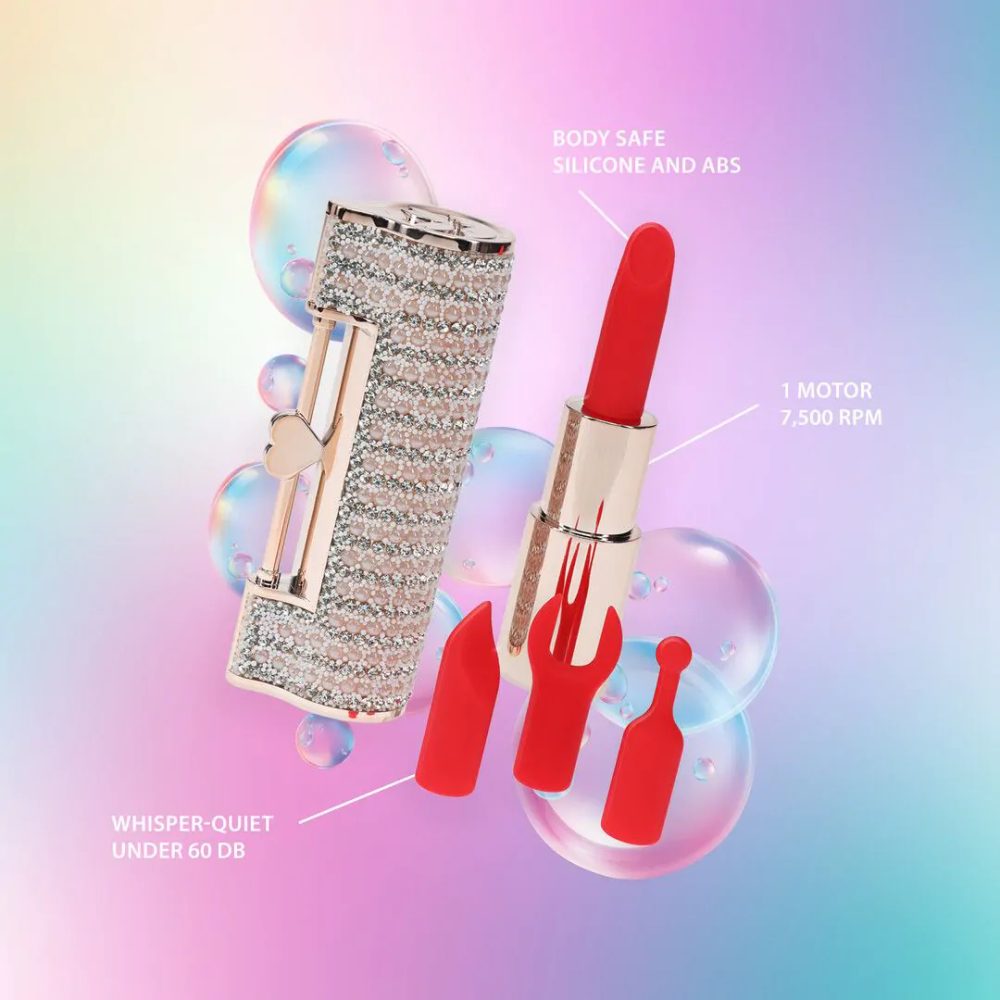Loveline Angel Lipstick Vibrator with 4 Attachments - Pink (obrázek 8)