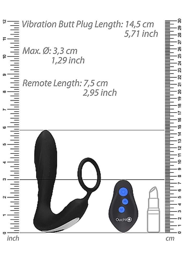 Ouch! E-stim & Vibration Butt Plug with Remote Black (obrázek 4)