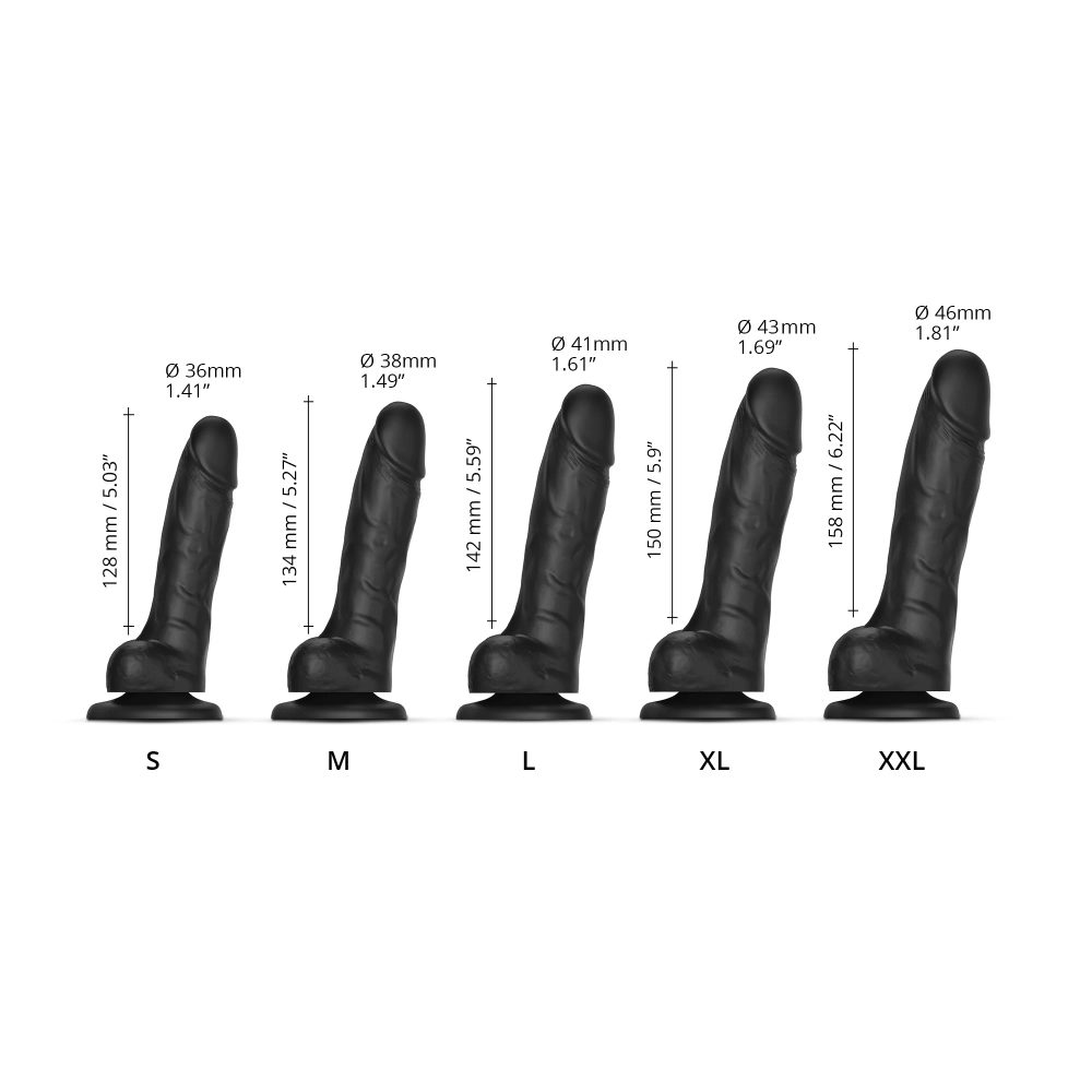 Strap-On-Me Sliding Skin Realistic Dildo Black XXL (obrázek 7)