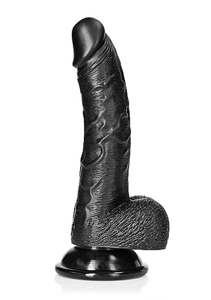 Levně RealRock Curved Realistic Dildo Balls Suction Cup 7"