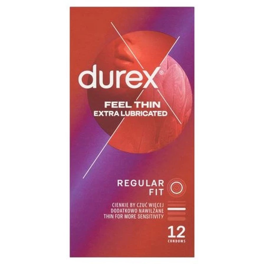 Levně Durex Feel Thin Extra Lubricated 12ks