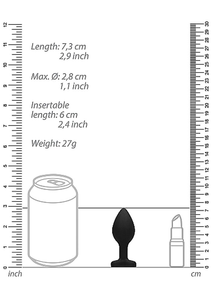 Ouch! Regular Diamond Butt Plug Black (obrázek 6)