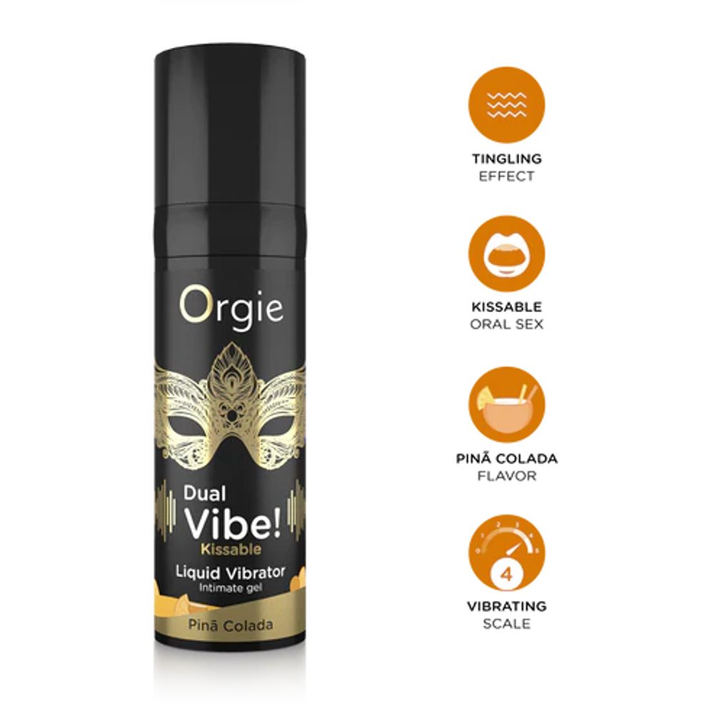 Orgie Dual Vibe! Kissable Liquid Vibrator Pina Colada 15 ml (obrázek 3)