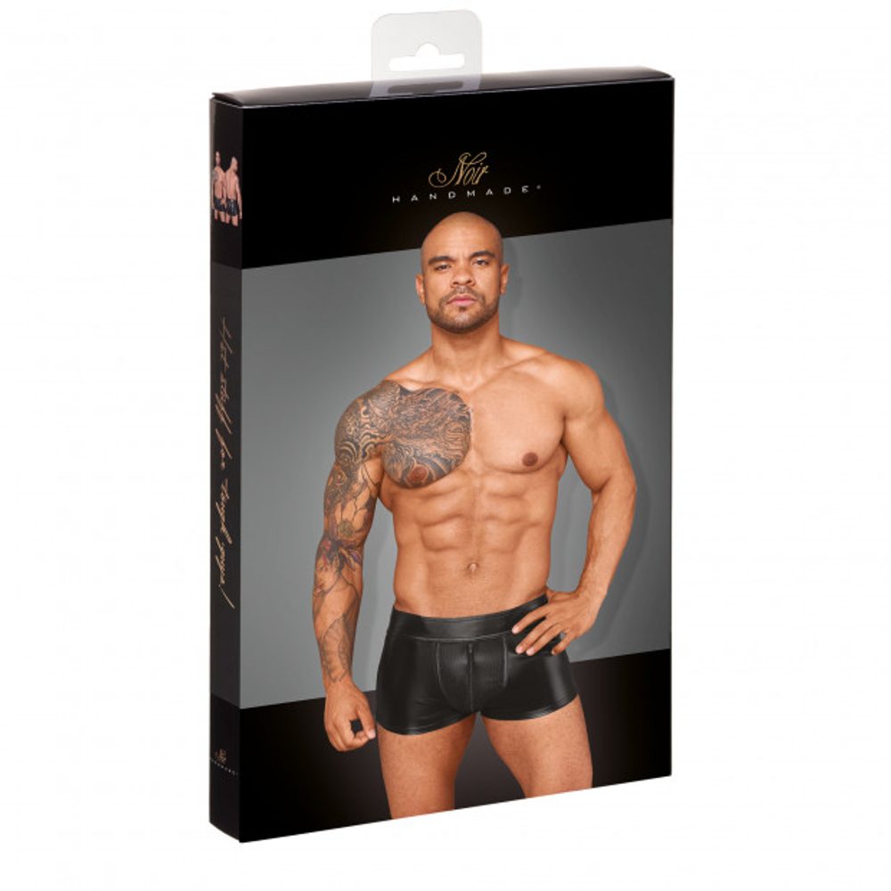 Noir Handmade H058 Men’s Shorts Made of Powerwetlook and 3D Net – L