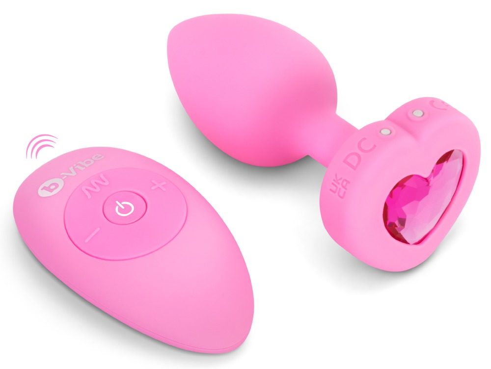Levně b-Vibe Vibrating Heart Plug S/M Pink