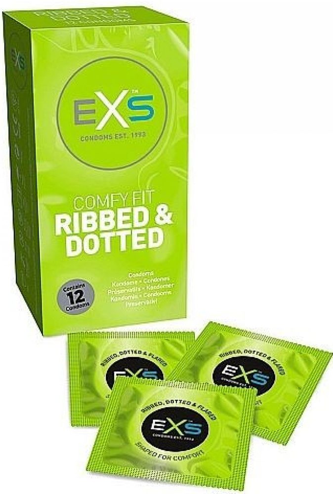 Levně EXS Comfy Fit Ribbed and Dotted Condoms 12 ks
