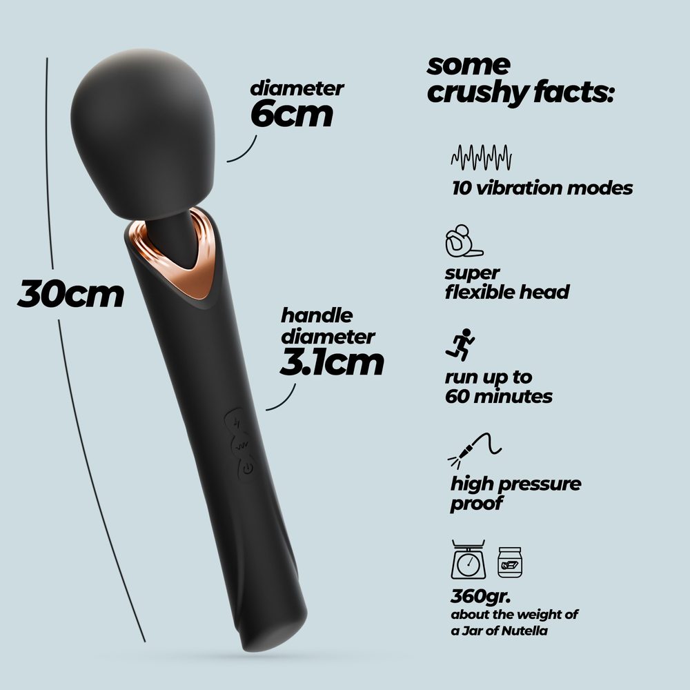 CRUSHIOUS HOLLY RECHARGEABLE WAND MASSAGER BLACK (obrázek 4)