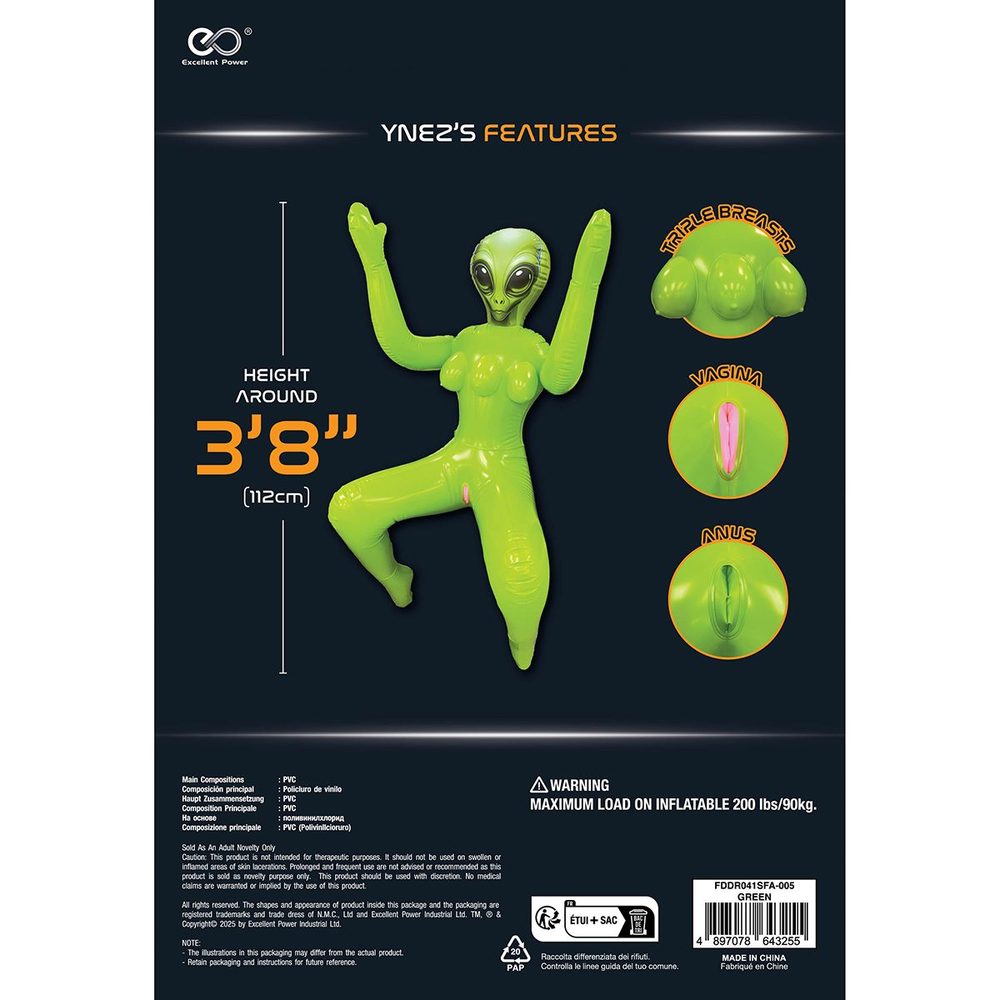 NMC To Infinity Inflatable 3-Breasted Alien Love Doll 41SFA (obrázek 13)