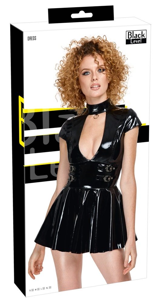 Black Level Vinyl Mini Dress with Short Sleeves 2851806 Black - XL (obrázek 8)