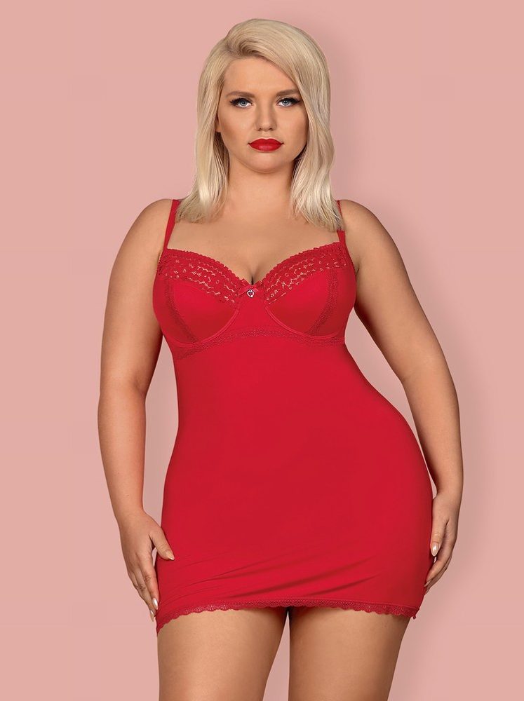 Sexy košilka Obsessive Jolierose chemise XXL - červená - XXL