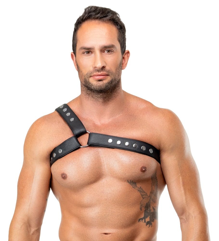 ZADO jednostranný kožený hrudný harness - S–L