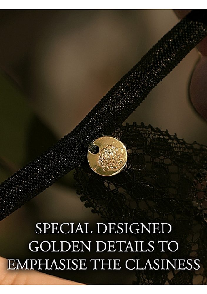 Le Désir Belle Elastic Lace Garter with Golden Details (obrázek 16)