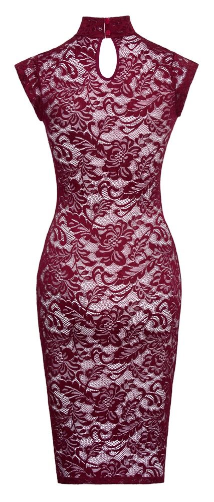Cottelli Long Lace Dress 2718979 Red - L (obrázek 6)