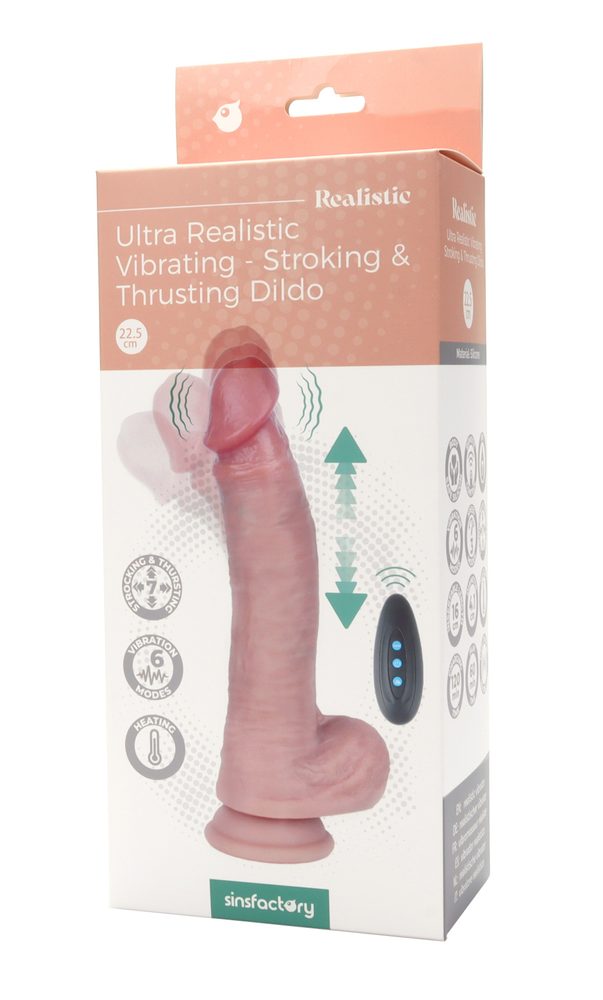SinsFactory Ultra Realistic Vibrating Stroking & Thrusting Dildo 22.50 cm (obrázek 10)