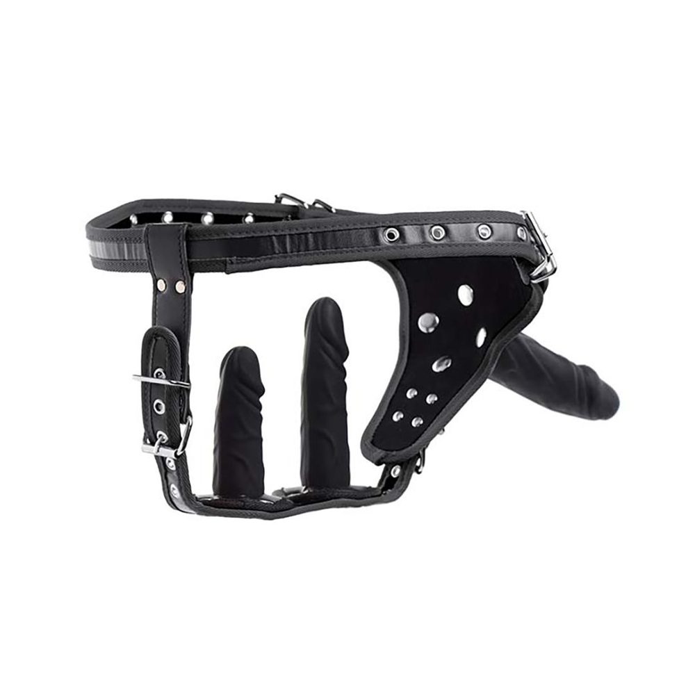 Levně Harness with Double Penetration Strap-On