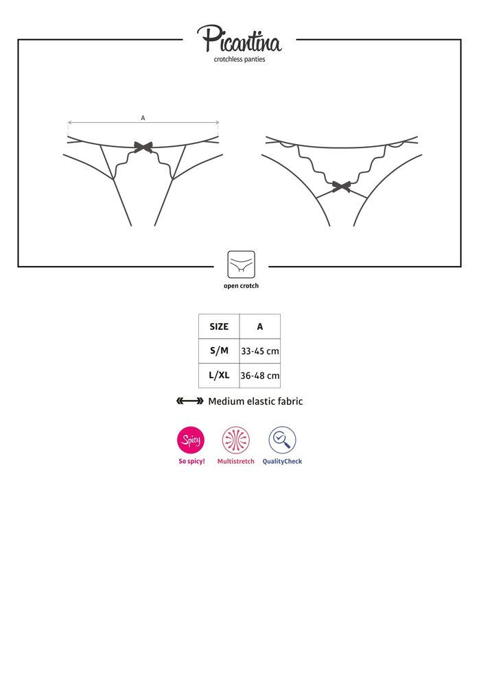 Tanga Obsessive Picantina thong otevřené - černá - S/M (obrázek 5)
