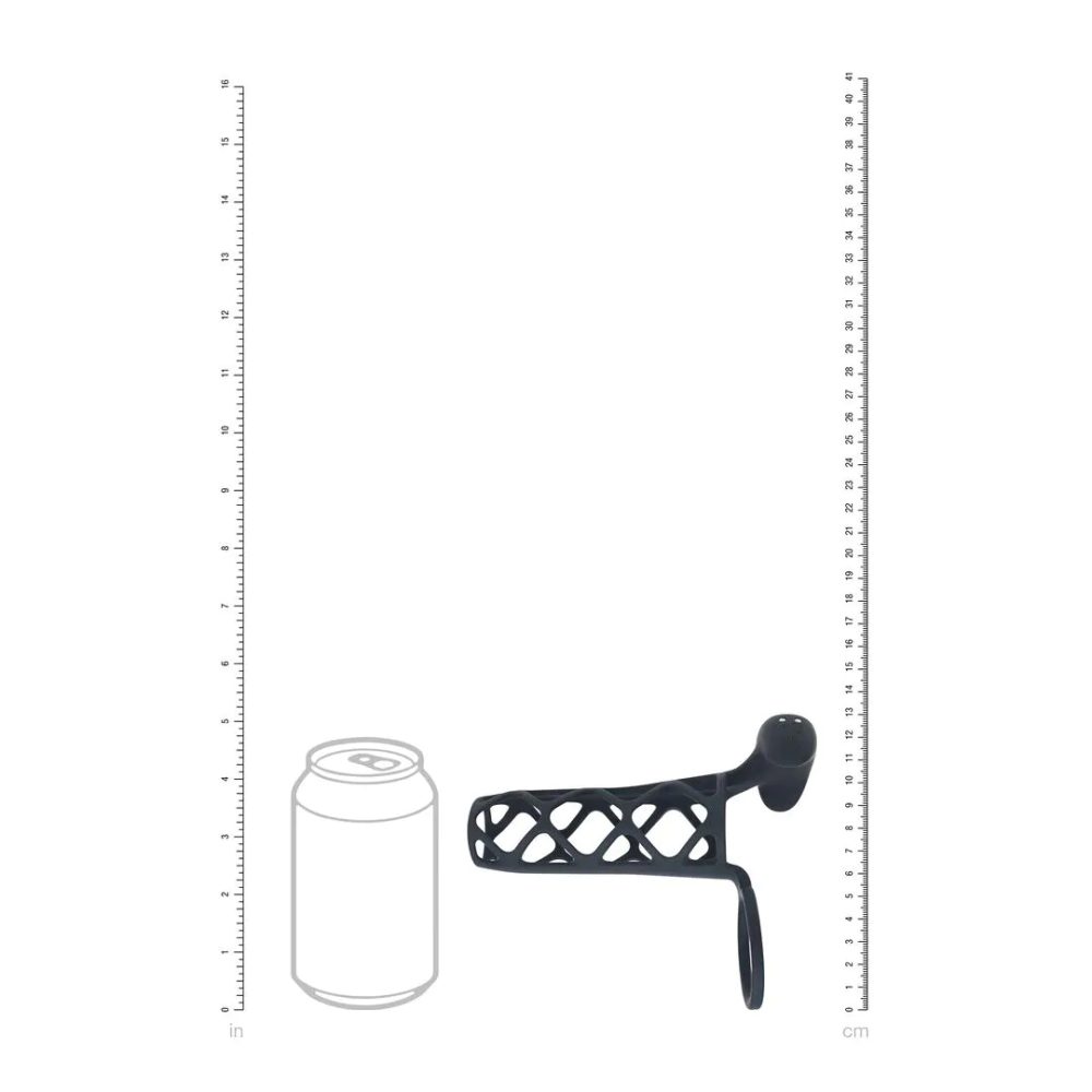 Vibrating Cage Silicone Cock Sleeve and Ball Ring – Black