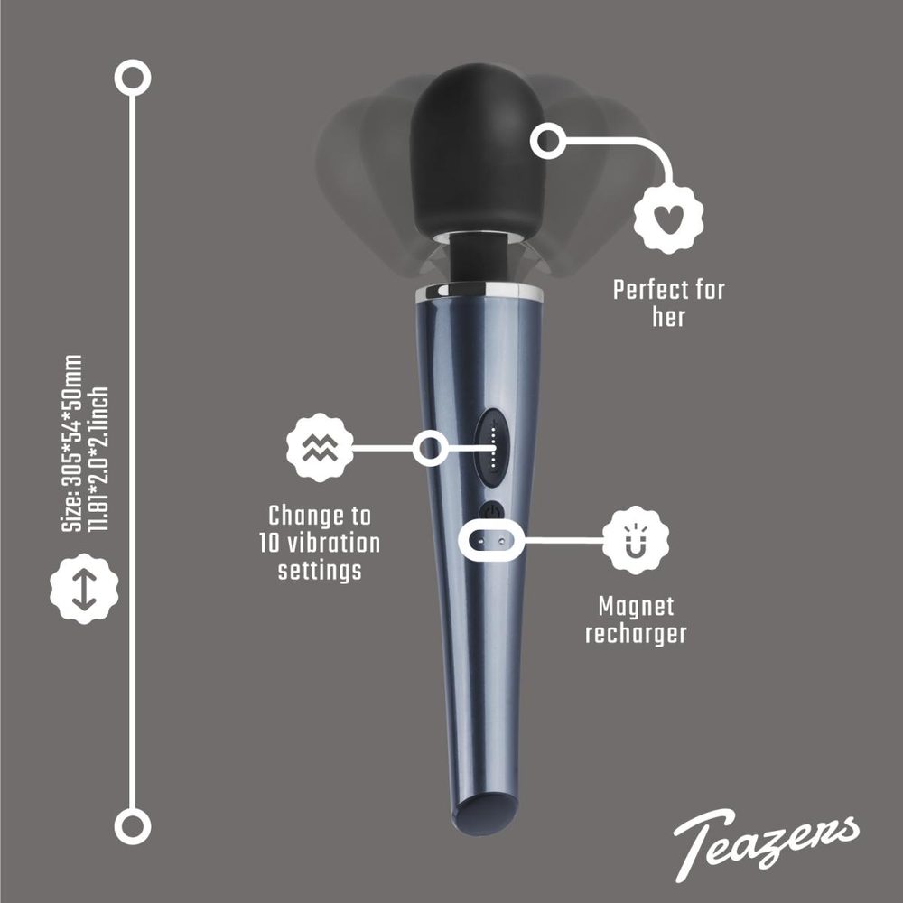 Teazers Black Lightning Wand Vibrator (obrázek 10)